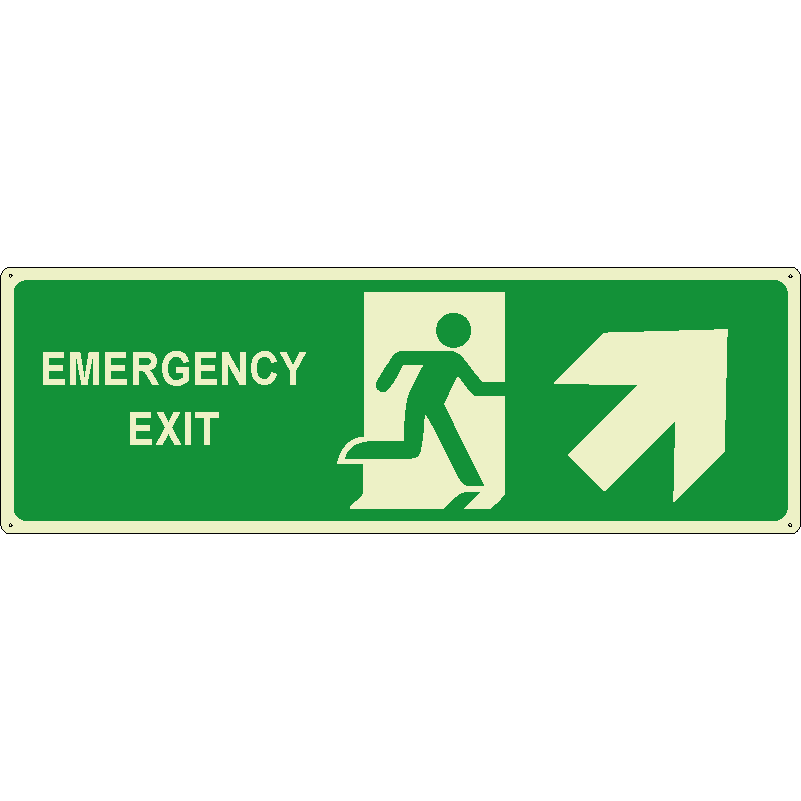 Emergency exit salita destra orizzontale luminescente