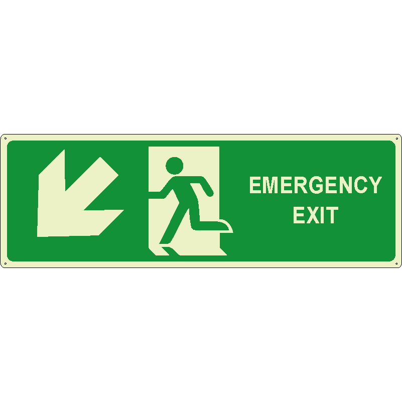 Emergency exit discesa sinistra orizzontale luminescente