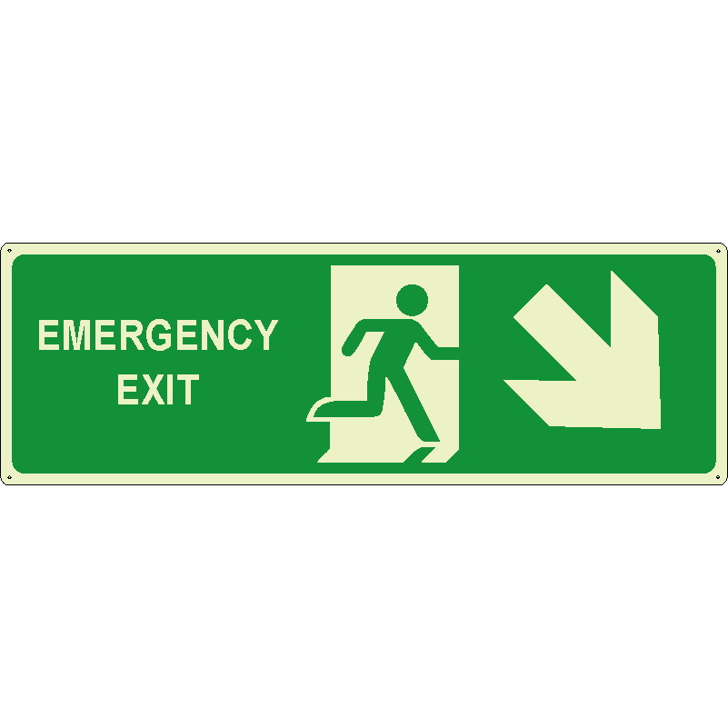 Emergency exit discesa destra orizzontale luminescente