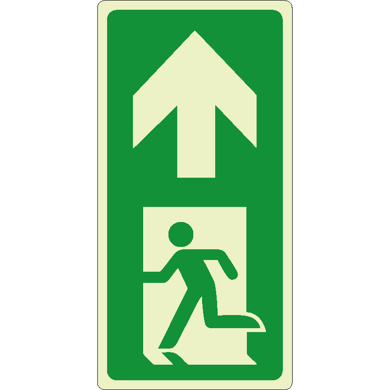 Uscita di emergenza freccia direzione calpestabile luminescente