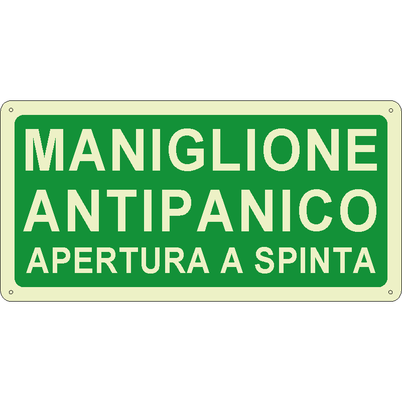 Maniglione antipanico apertura a spinta orizzontale luminescente