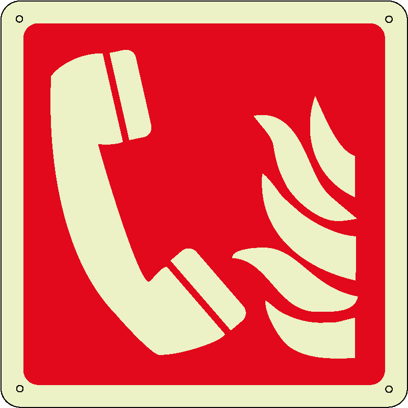 Telefono emergenza incendio quadrato luminescente