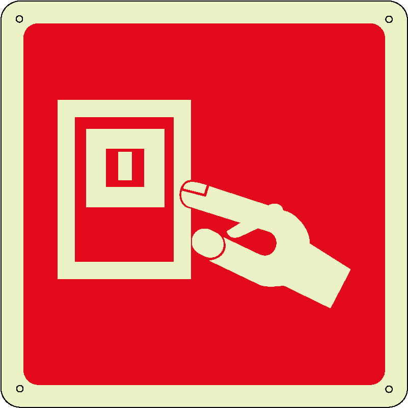 Interruttore elettrico antincendio quadrato luminescente