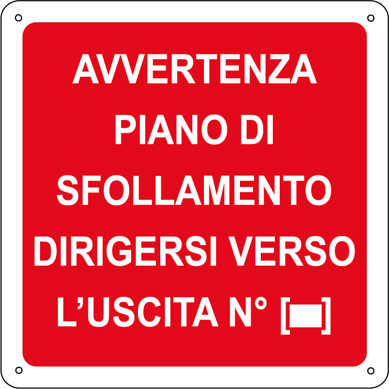 Avvertenza piano di sfollamento dirigersi verso l'uscita n.°[...] quadrato