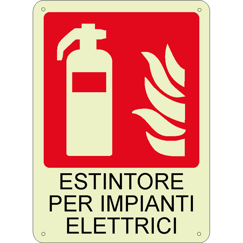 Estintore per impianti elettrici verticale luminescente