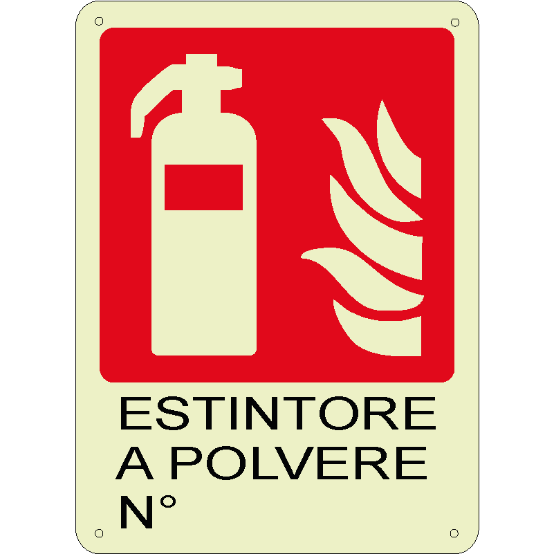 Estintore a polvere n° verticale luminescente
