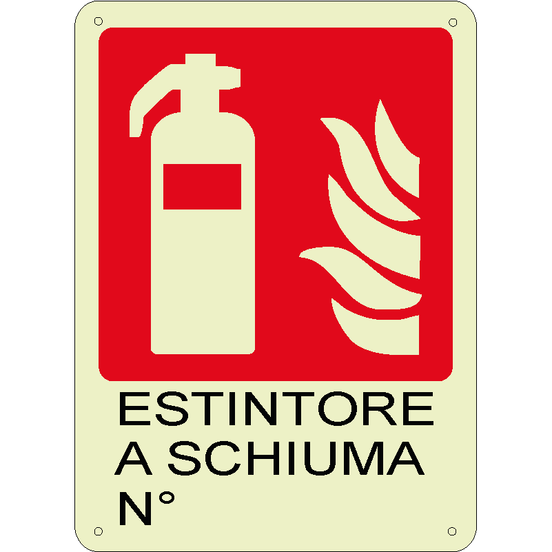 Estintore a schiuma n° verticale luminescente