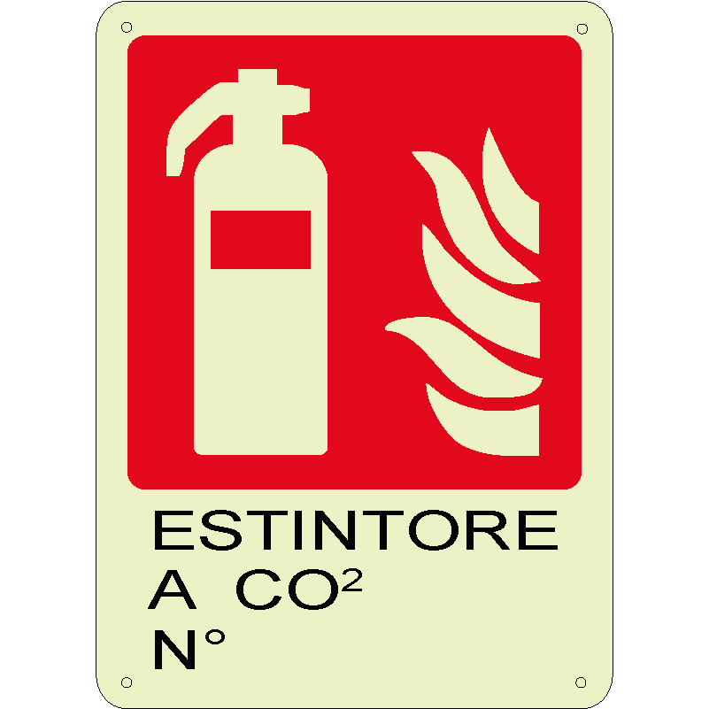 Estintore a co2 n° verticale luminescente