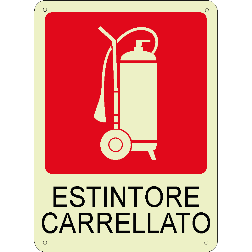 Estintore carrellato verticale luminescente