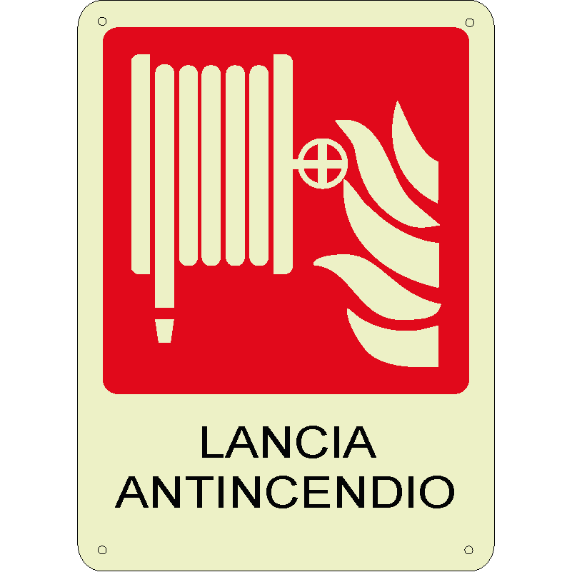 Lancia antincendio verticale luminescente