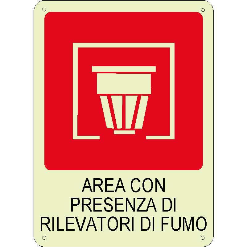Area con presenza di rilevatori di fumo luminescente