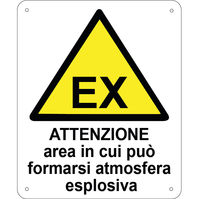 Attenzione area in cui può formarsi atmosfera esplosiva verticale
