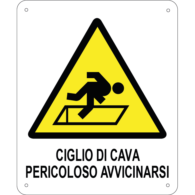 Ciglio di cava pericoloso avvicinarsi verticale