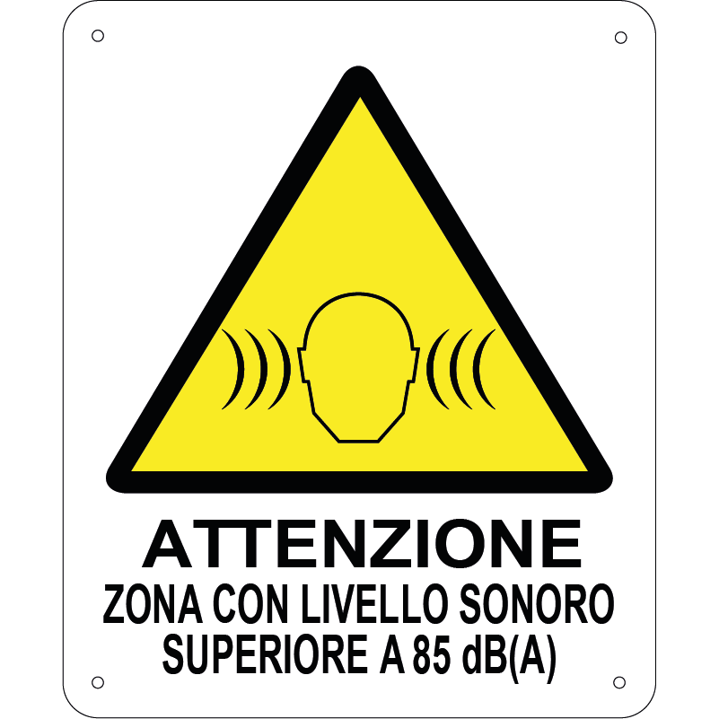 Attenzione zona con livello sonoro superiore a 85 db verticale