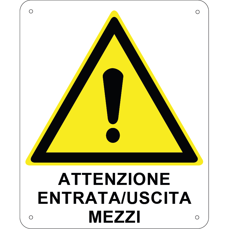 Attenzione entrata/uscita mezzi verticale