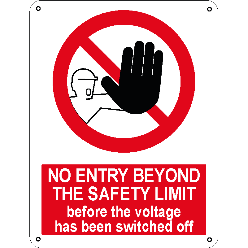 No entry beyond the safety limit before the voltage has been switched off