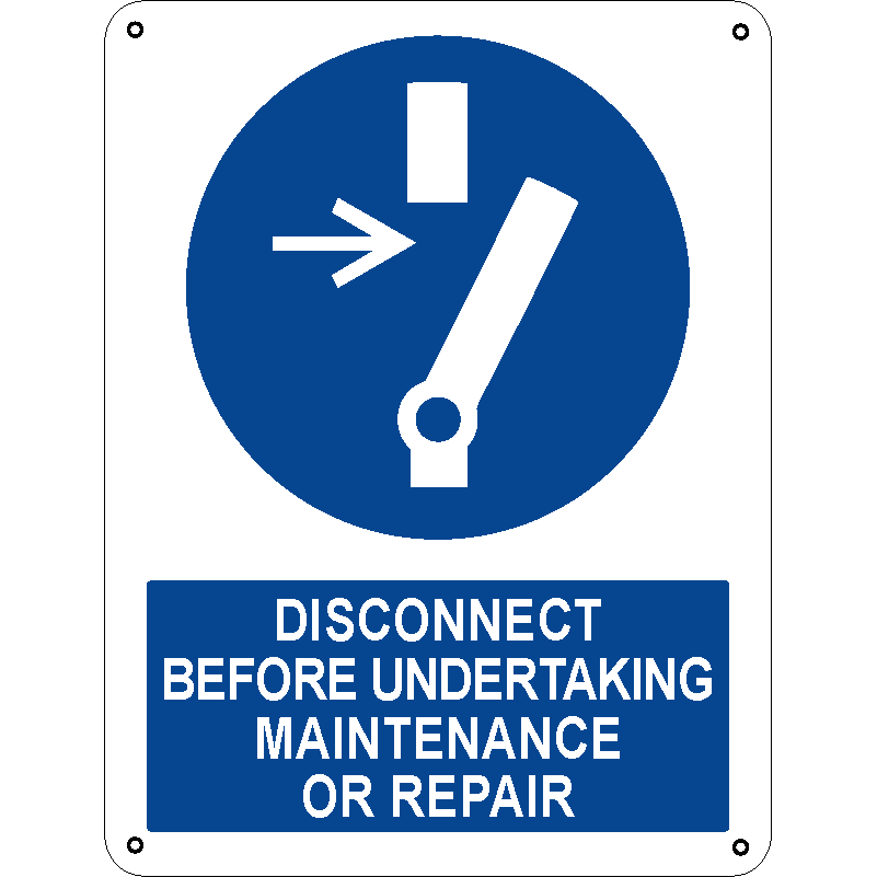 Disconnect before undertaking maintenance or repair