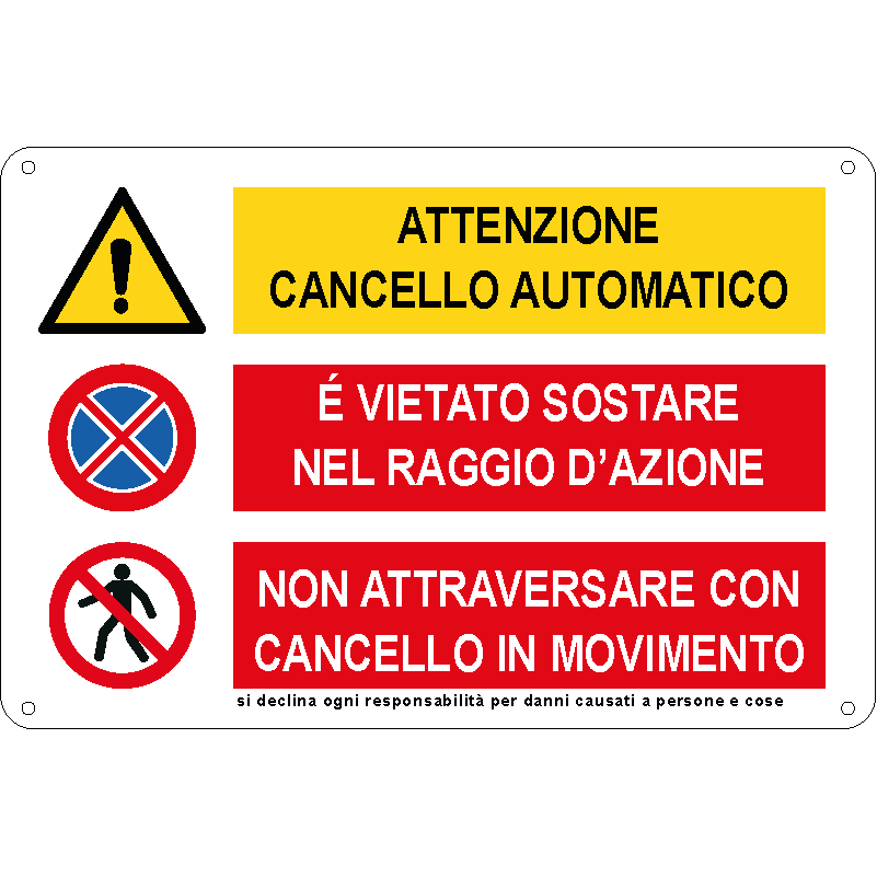 Attenzione cancello automatico - Si declina ogni responsabilità