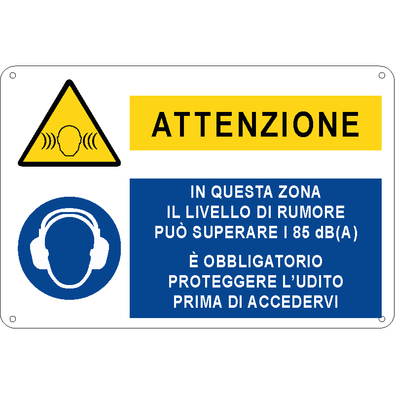 Attenzione - In questa zona il livello di rumore può superare i 85 dB (A)