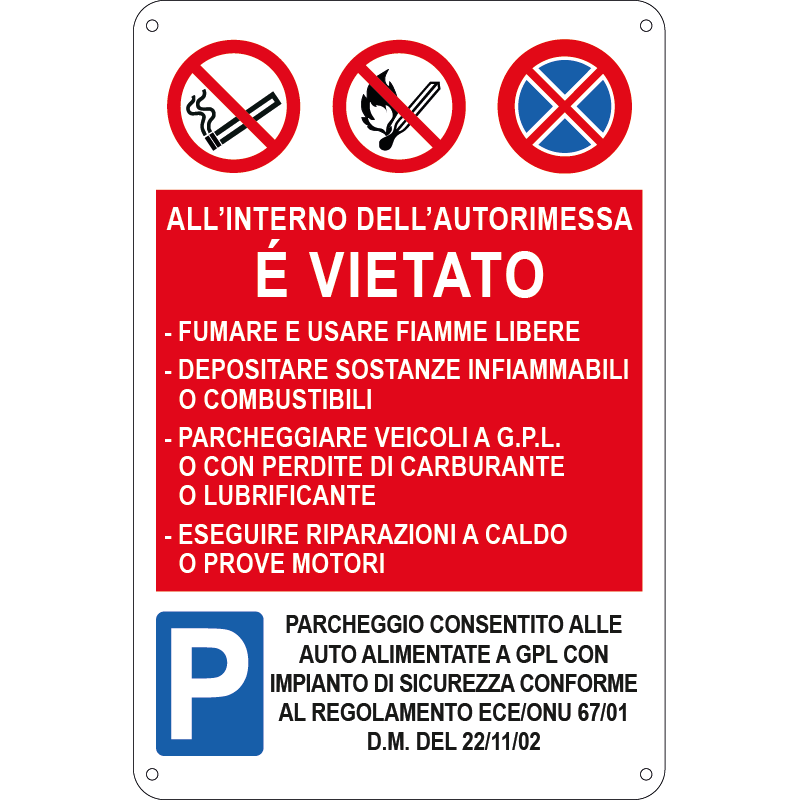 All'interno dell'autorimessa è vietato