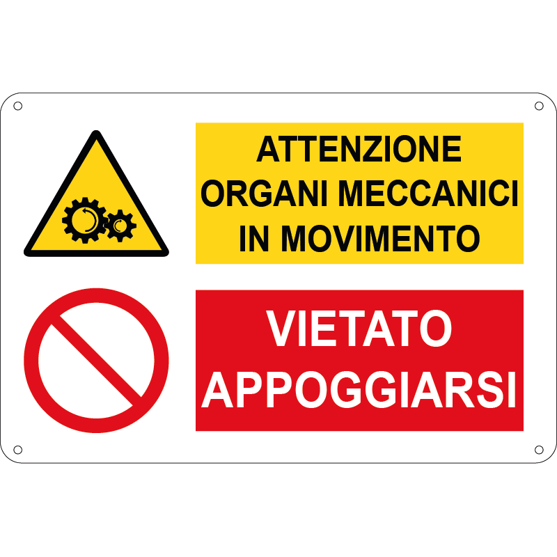 Attenzione organi meccanici in movimento - Vietato appoggiarsi