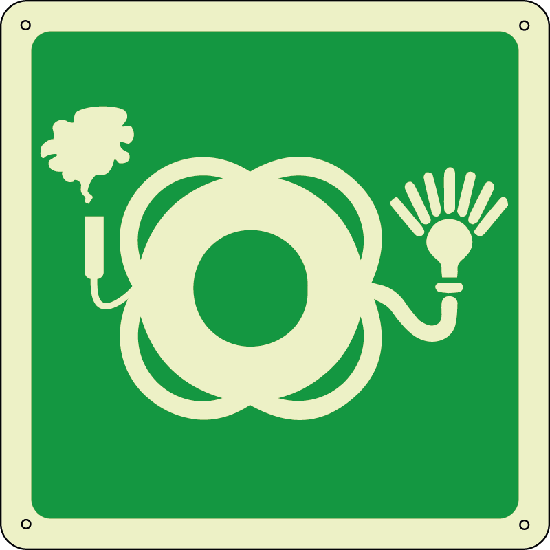 Salvagente con luce e fumo - Lifebuoy with light and smoke quadrato luminescente