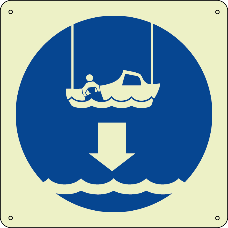 Calare lancia di soccorso in acqua - Lower rescue boat to water quadrato luminescente