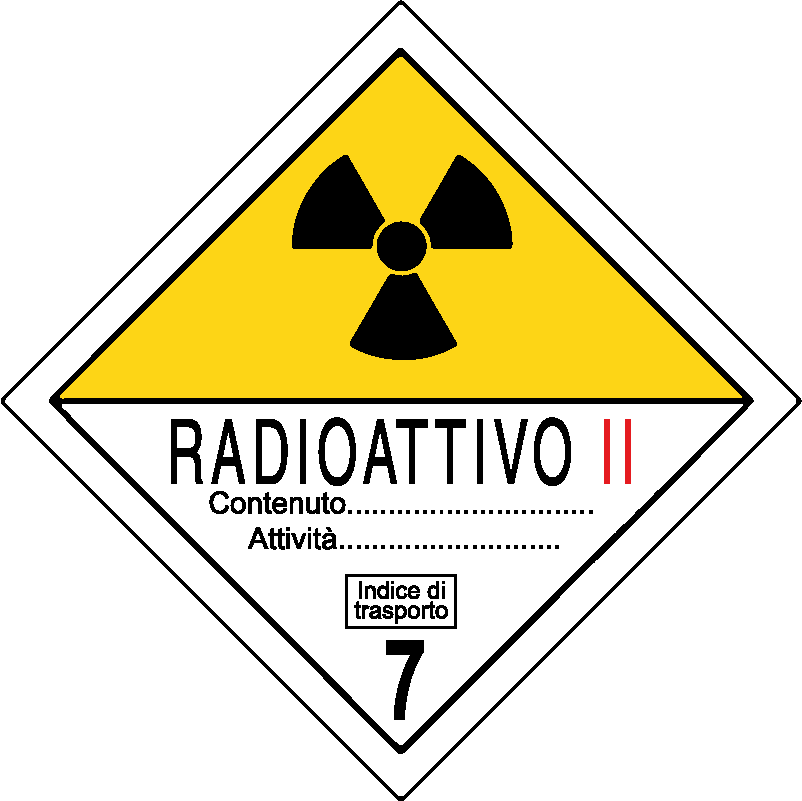 Classe 7 - Materiali radioattivi - Categoria II gialla