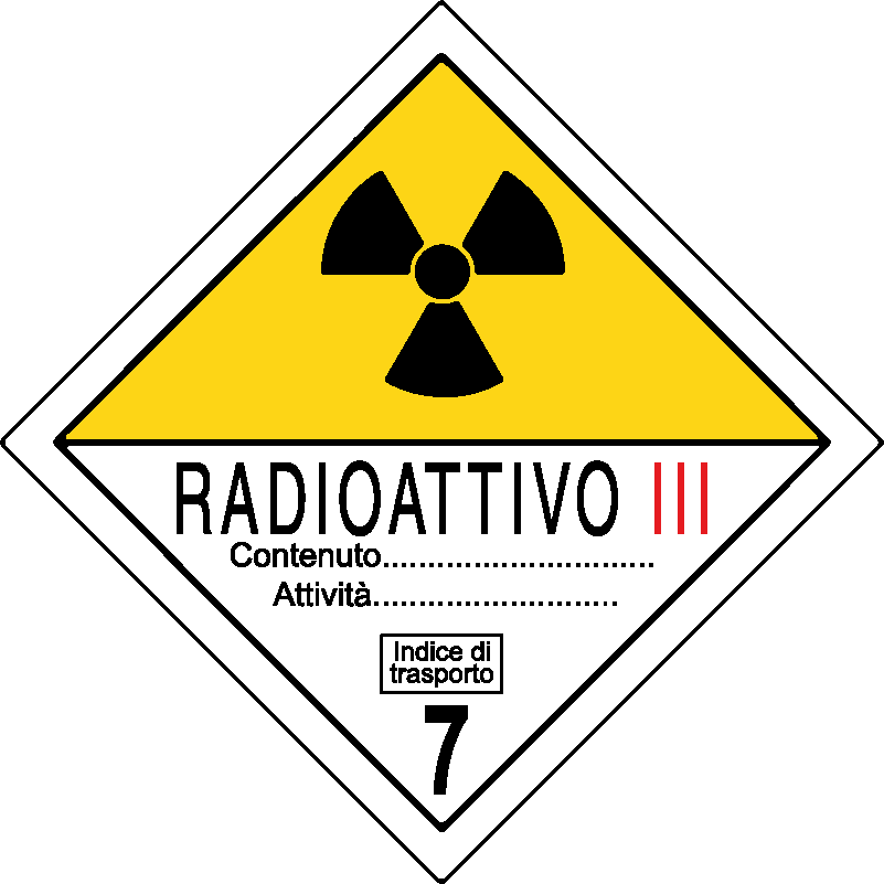 Classe 7 - Materiali radioattivi - Categoria III gialla