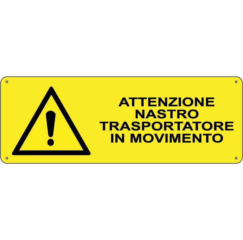 Attenzione nastro trasportatore in movimento orizzontale
