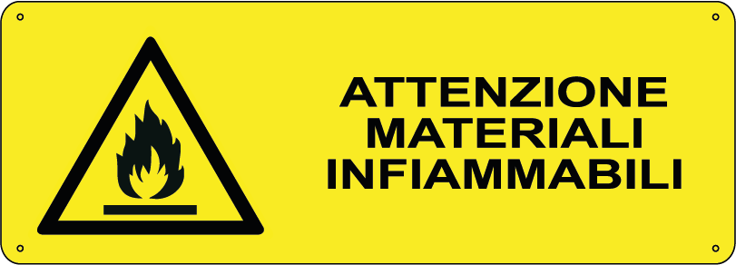Attenzione materiali infiammabili orizzontale