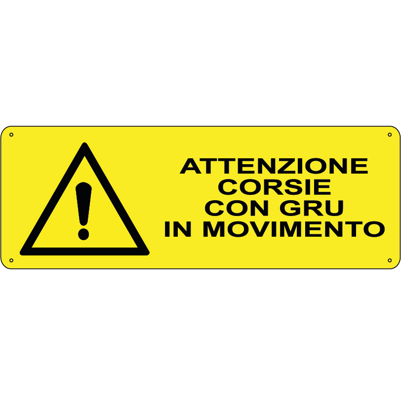 Attenzione corsie con gru in movimento orizzontale