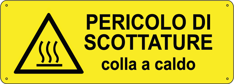 Pericolo di scottature colla a caldo orizzontale