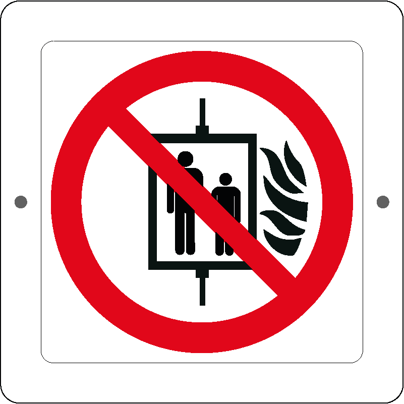 Targa in Plex Quadrata - Divieto - Vietato l'uso dell'ascensore in caso d'incendio