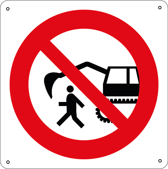 Vietato fermarsi-passare nel raggio dell’escavatore quadrato