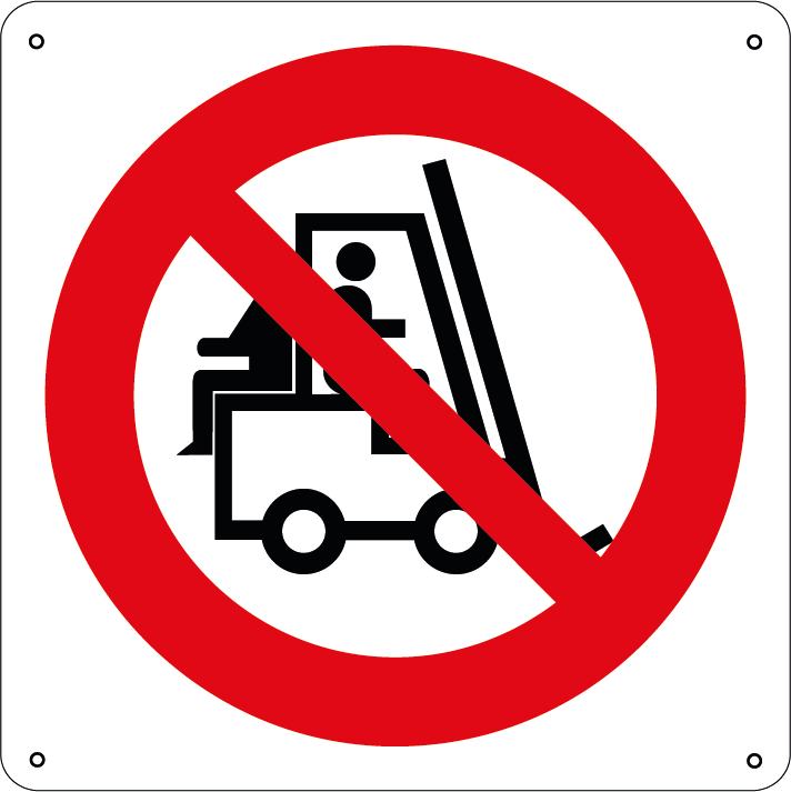 Vietato trasportare persone sui carrelli elevatori quadrato