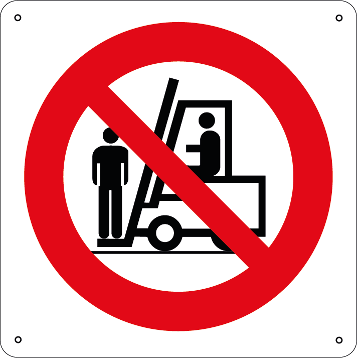 Vietato salire sulle forche dei carrelli elevatori quadrato