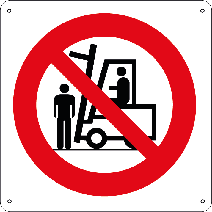 Vietato sostare-passare sotto le forche dei carrelli elevatori quadrato