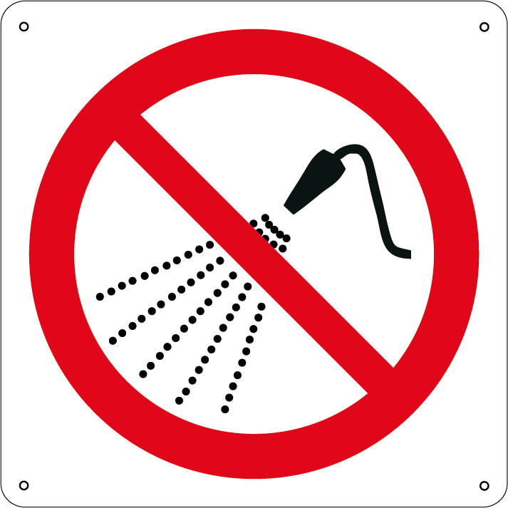 Vietato spruzzare con acqua quadrato 