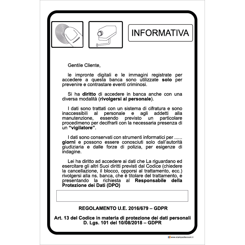 Informativa - art. 13 del codice in materia di protezione dei dati personali