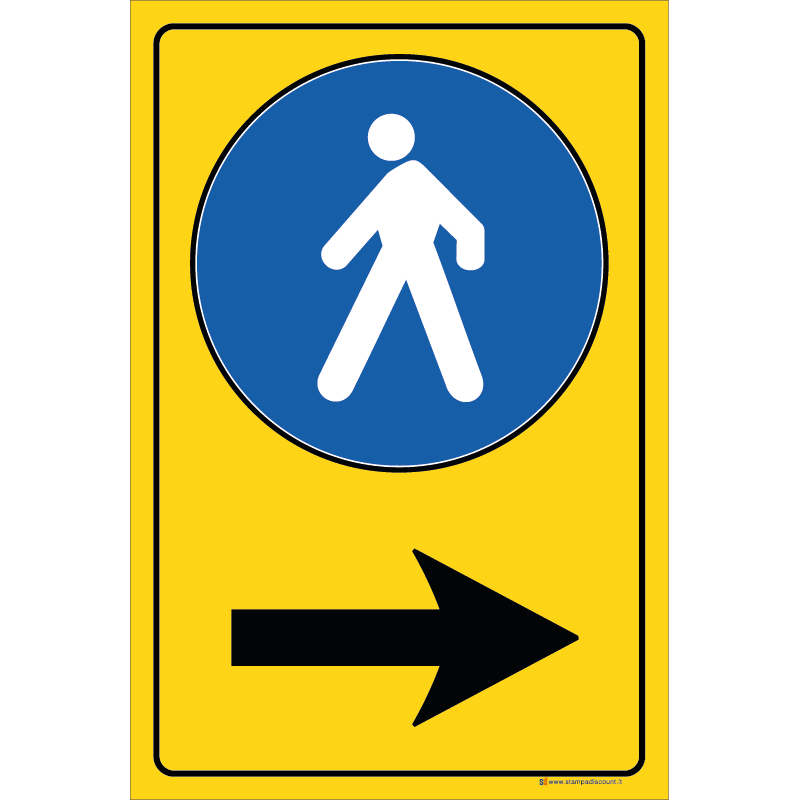 Pedoni obbligo a destra fondo giallo