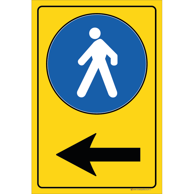 Pedoni obbligo a sinistra fondo giallo