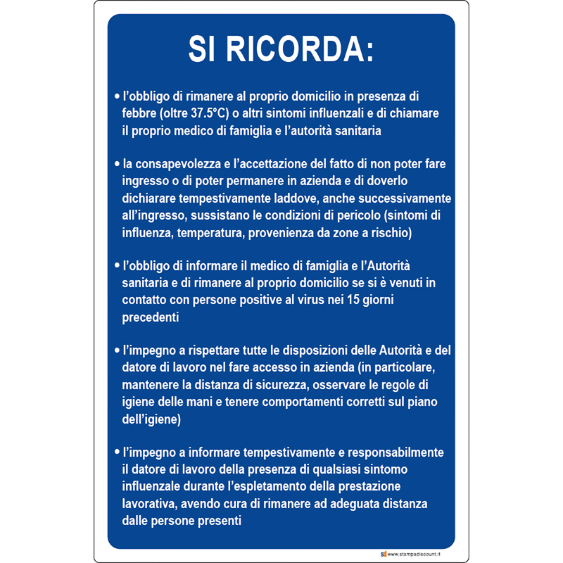 Si ricorda - Obblighi di legge - cod. 700007