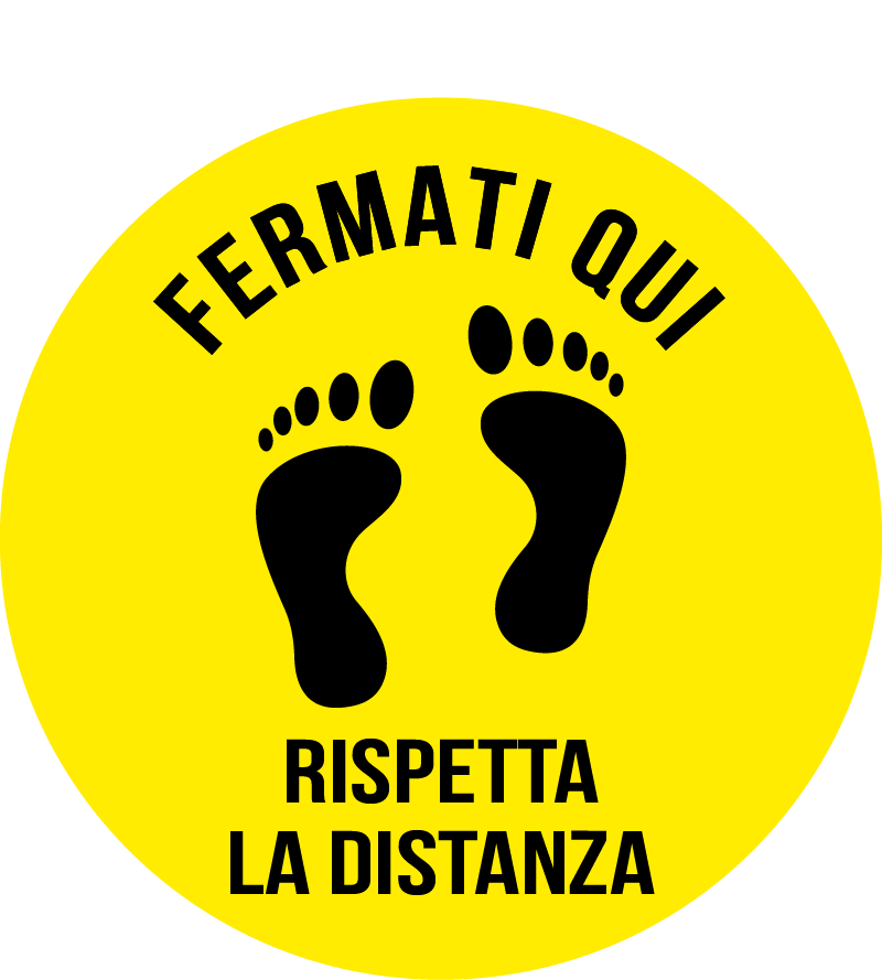 Fermati qui - Rispetta la distanza - Orme piedi nudi - Giallo - cod. 700218