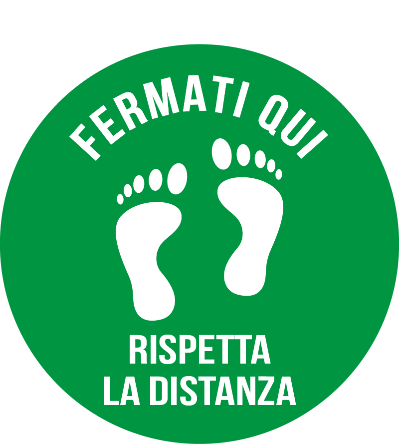Fermati qui - Rispetta la distanza - Orme piedi nudi - Verde - cod. 700219