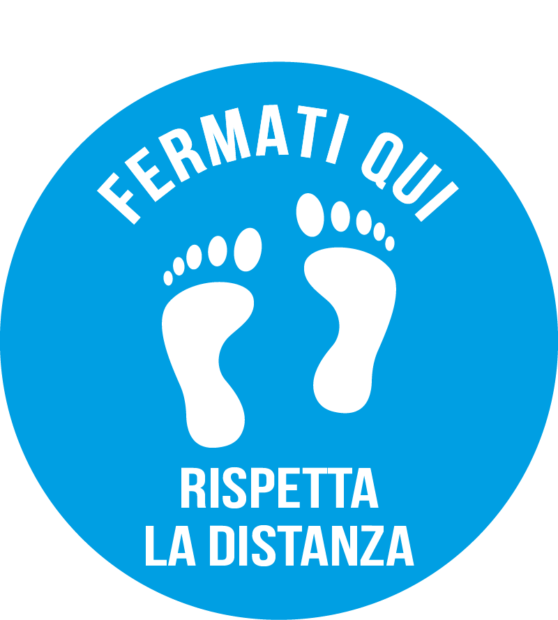 Fermati qui - Rispetta la distanza - Orme piedi nudi - Blu - cod. 700220