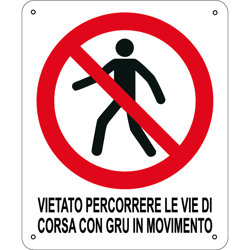 Vietato percorrere le vie di corsa con gru in movimento verticale