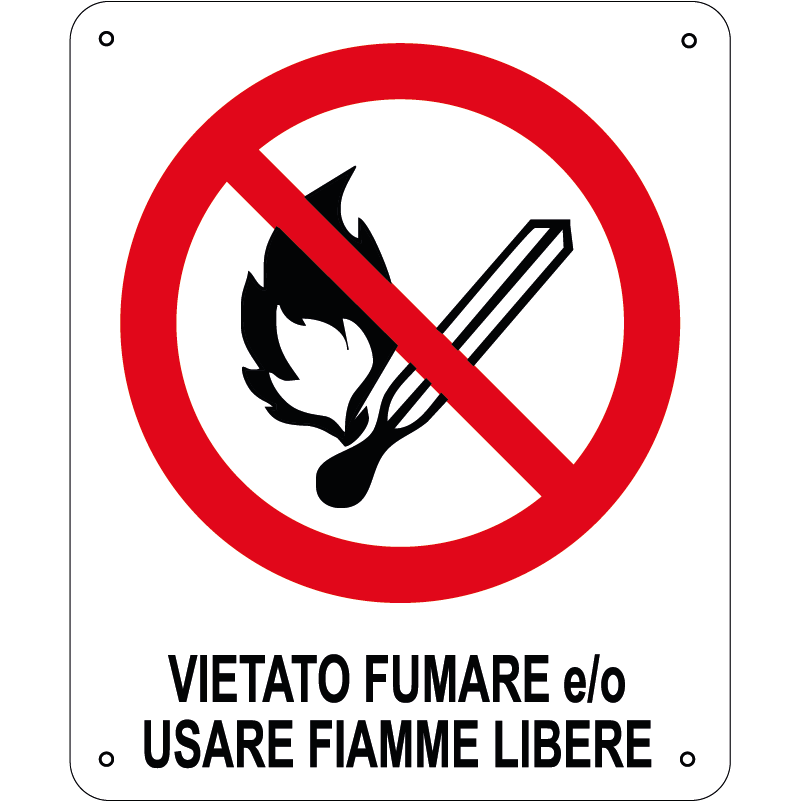 Vietato fumare e/o usare fiamme libere verticale