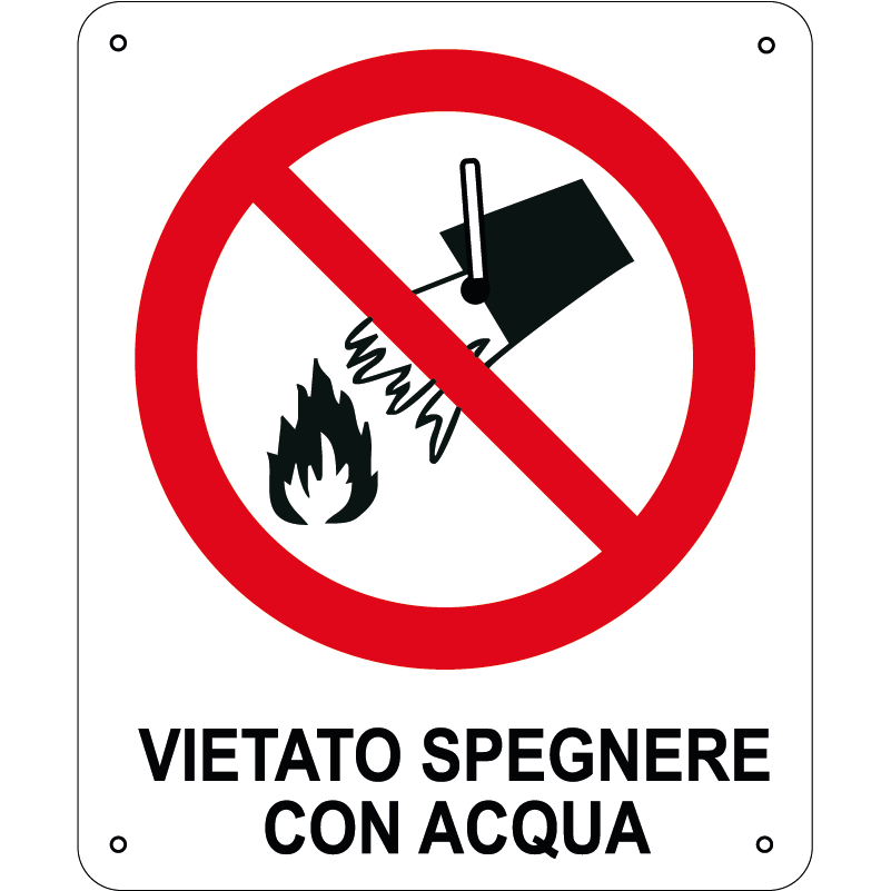 Vietato spegnere con acqua verticale
