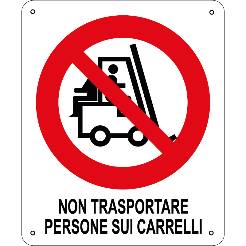 Non trasportare persone sui carrelli verticale